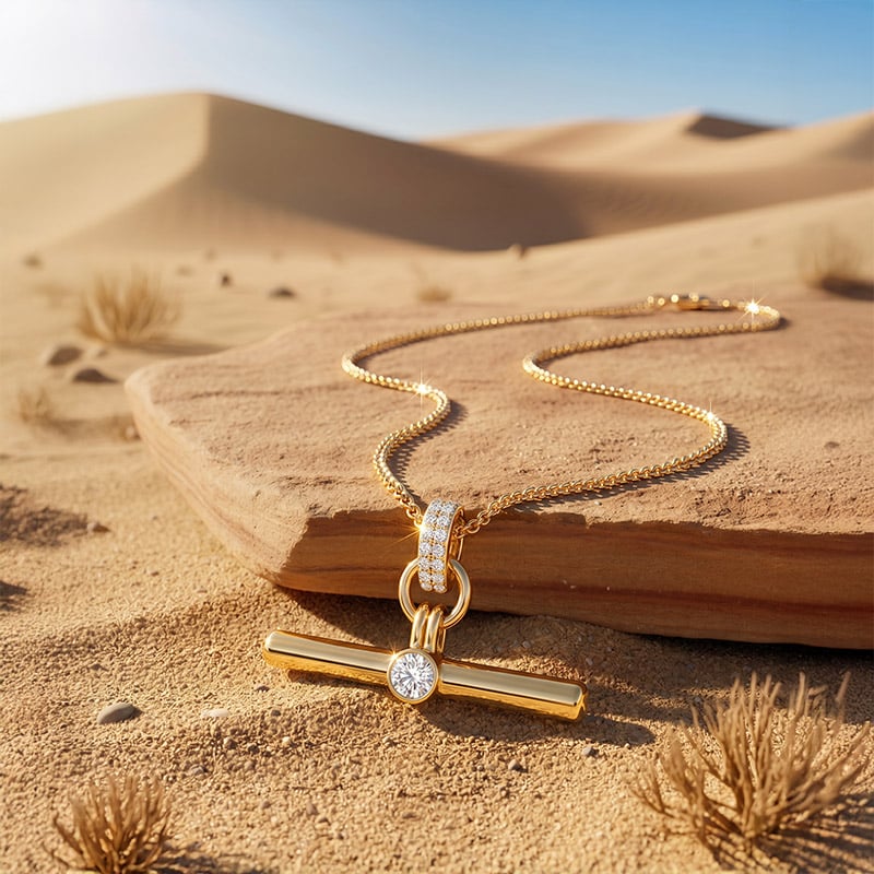 Gold T Bar Necklace