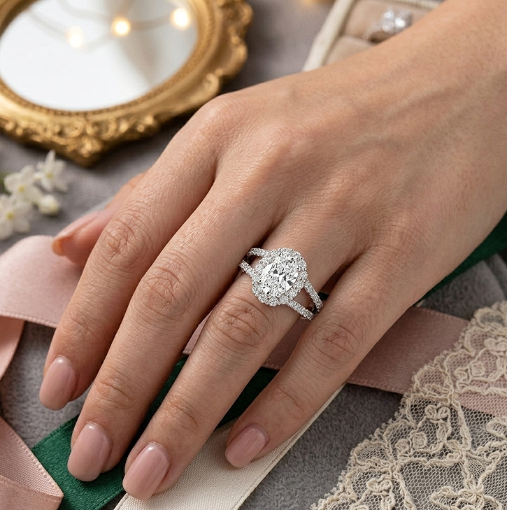 1 Carat Oval Lab Diamond Engagement Ring