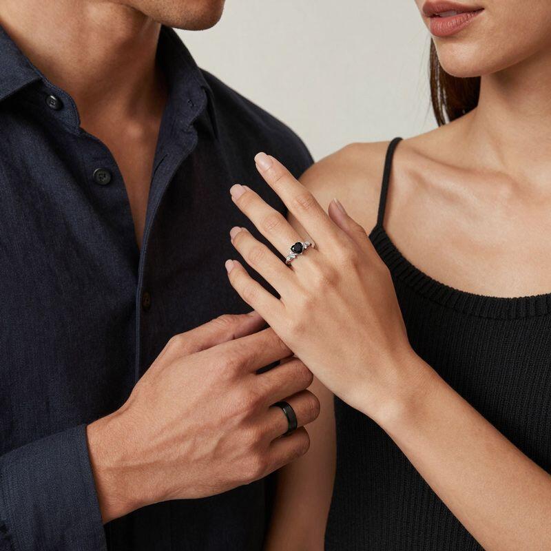 Black Couple Ring Set