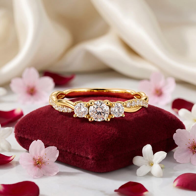 Gold Three Stone Promise Ring