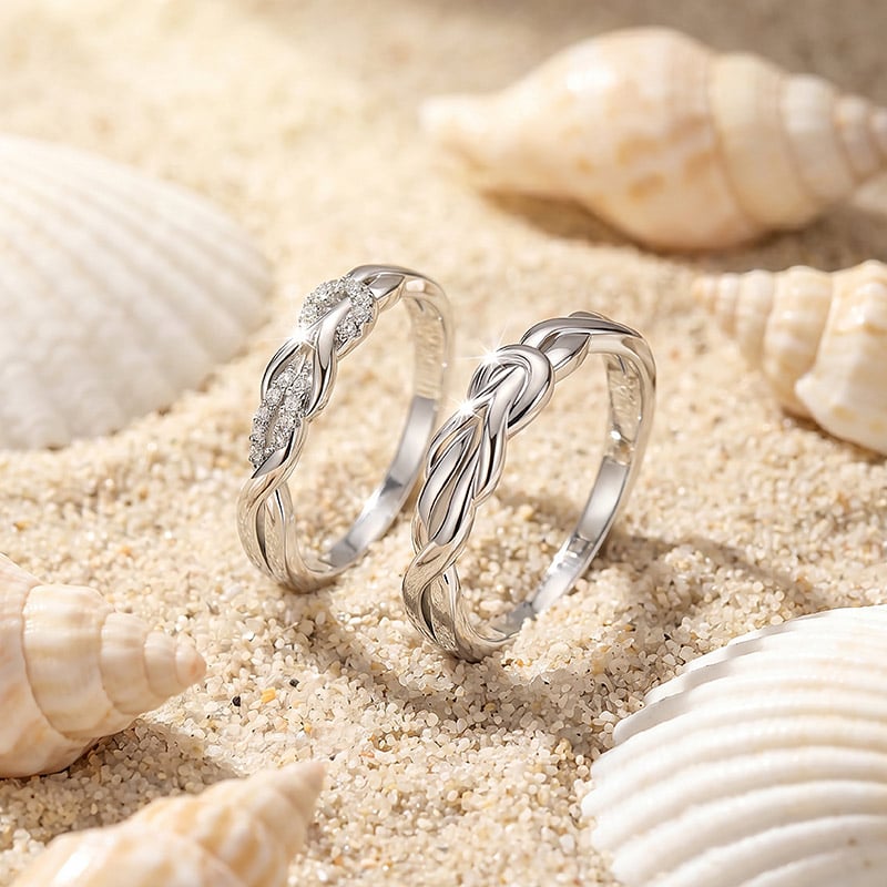 Hercules Knot Twist Couple Ring Set