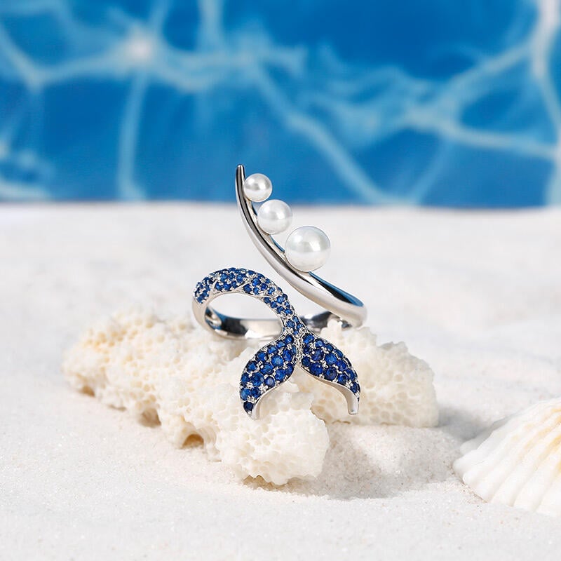 Mermaid Tail Ring with Pearl