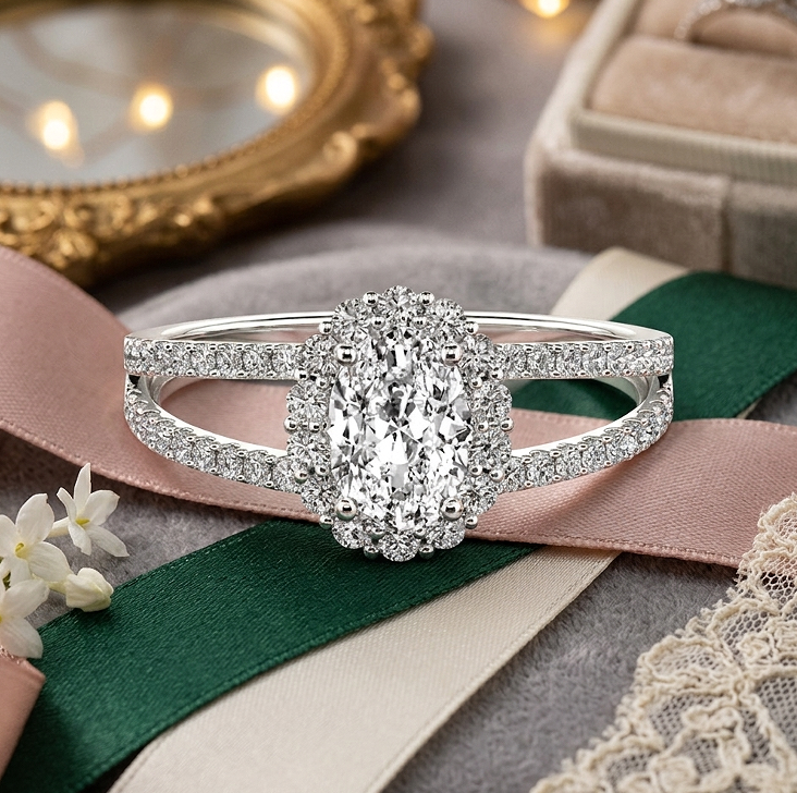Oval Halo Lab Grown Diamond Engagement Ring