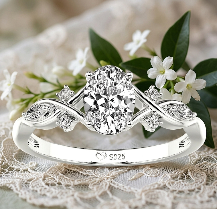 Twisted Oval Lab Grown Diamond Engagement Ring 