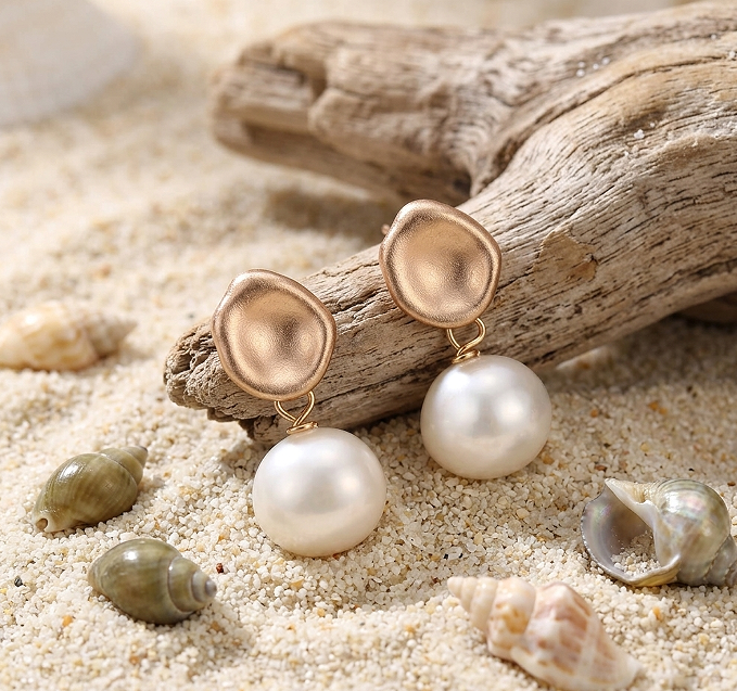 Baroque Pearl Gold Drop Earrings