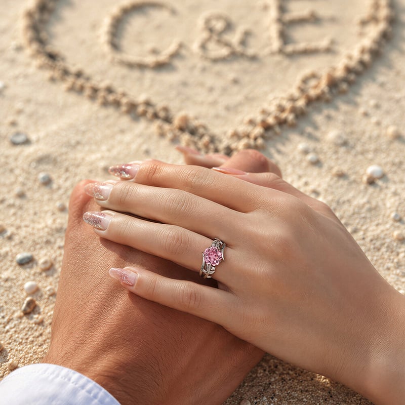 Engraved Pink Promise Ring