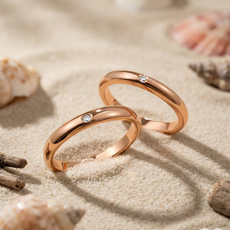 Rose Gold Couple Ring Set