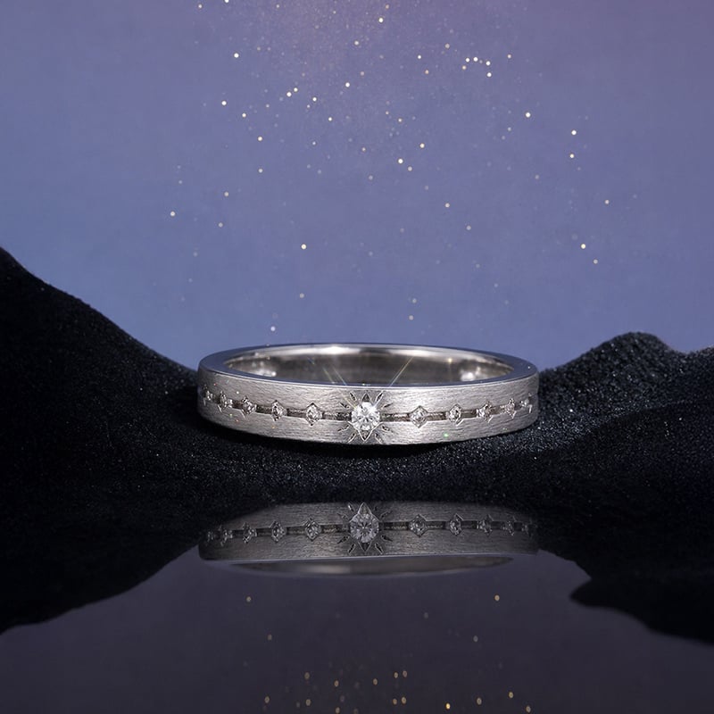 Brushed Starburst Accent Men's Promise Ring