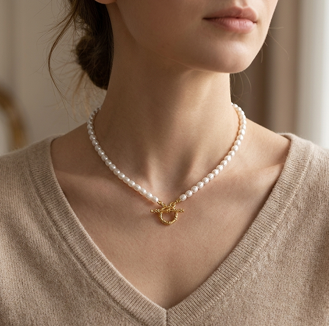 T Bar Pearl Necklace