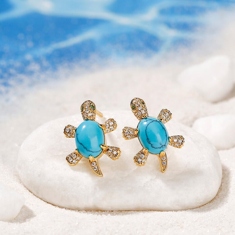 Turquoise Tortoise Stud Earrings