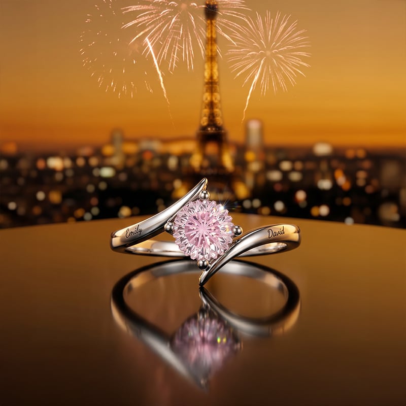 Bypass Pink Starburst Cut Engravable Engagement Ring