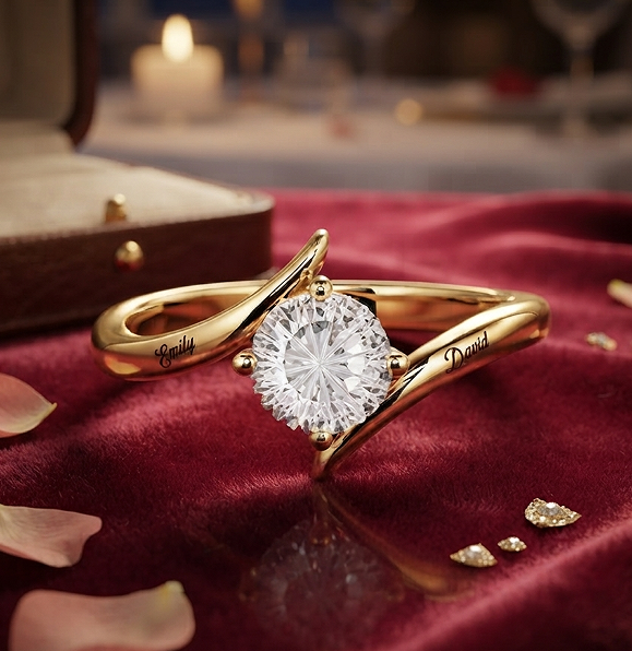 Bypass Starburst Engagement Ring