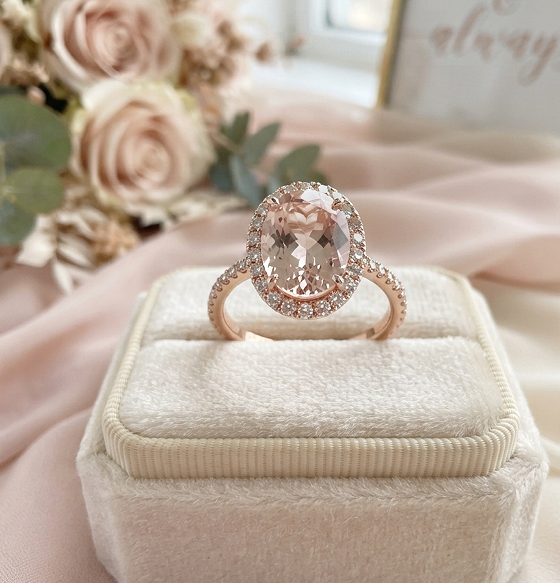 Halo Morganite Engagement Ring