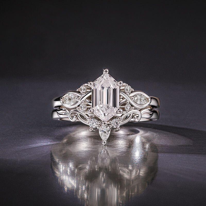 Vintage Scrollwork Hexagonal Ring Set