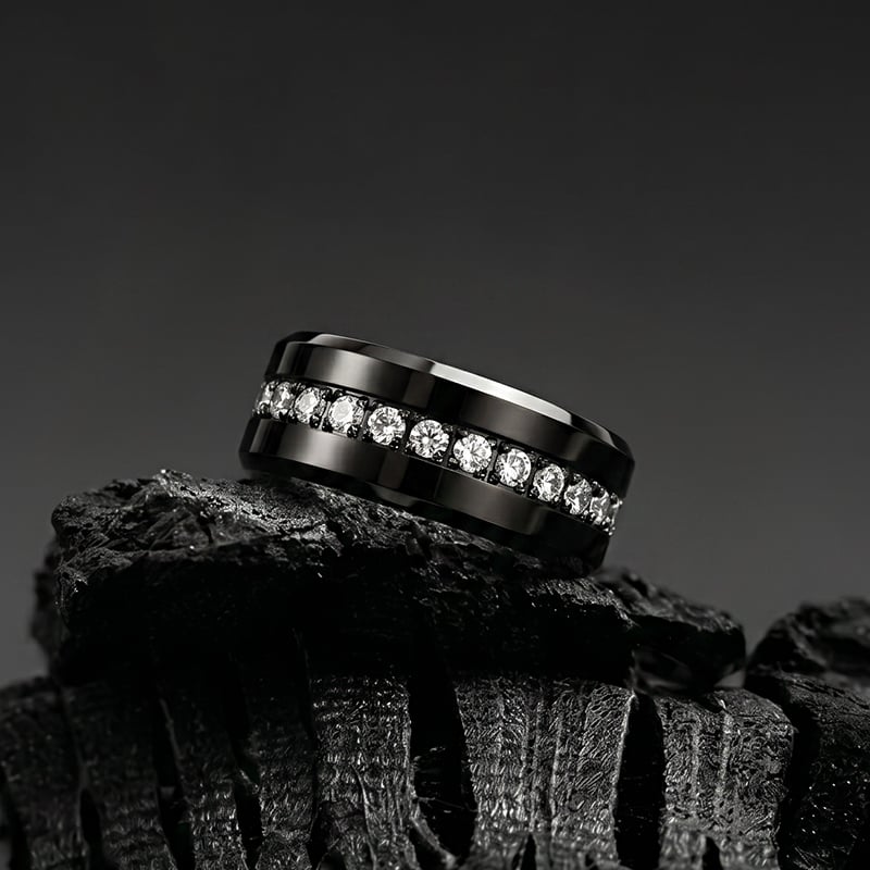 Black Tungsten Eternity Ring for Men