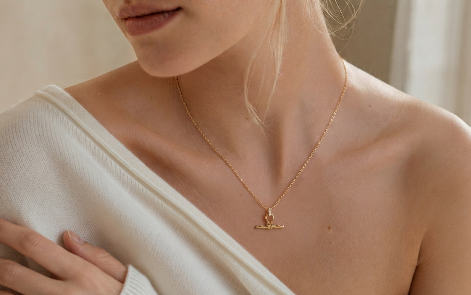 Gold Dainty Love Knot T Bar Necklace
