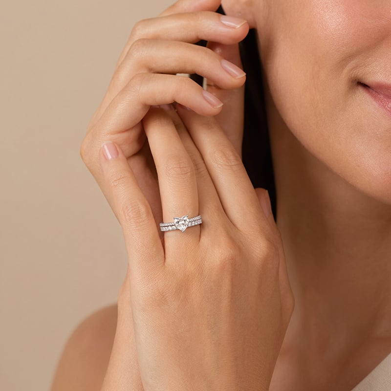 Heart Bridal Ring Set