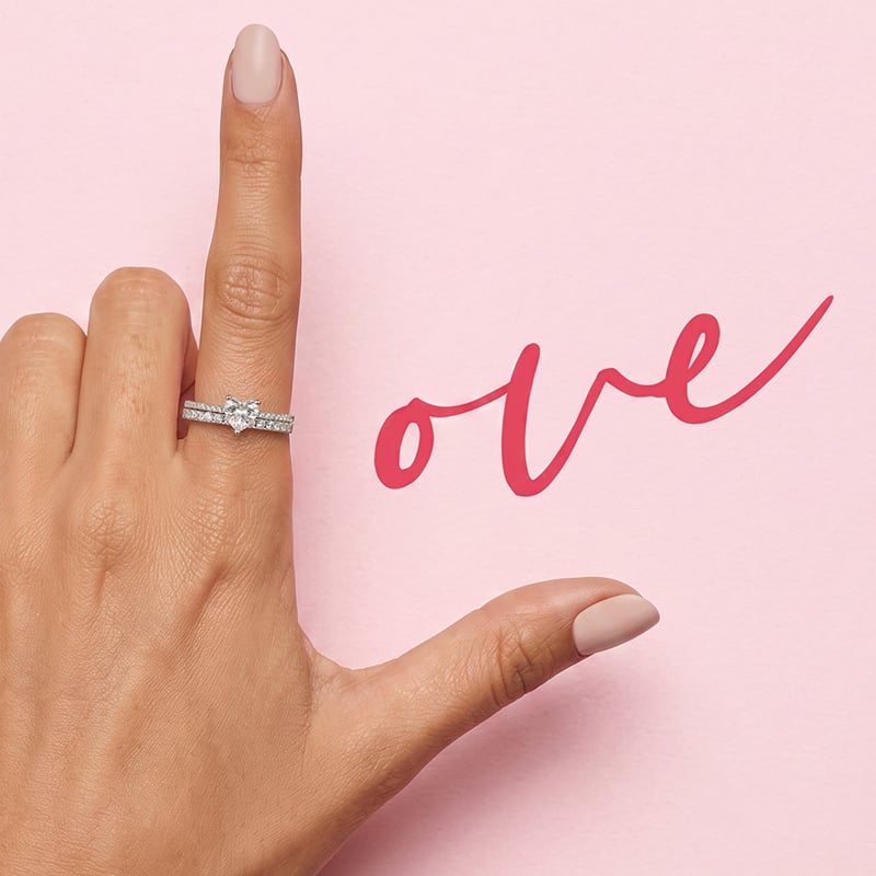 Heart Engagement Ring Set