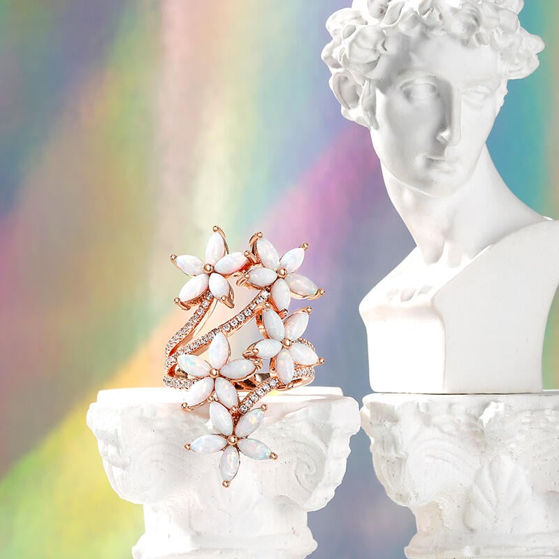 Opal Flower Ring