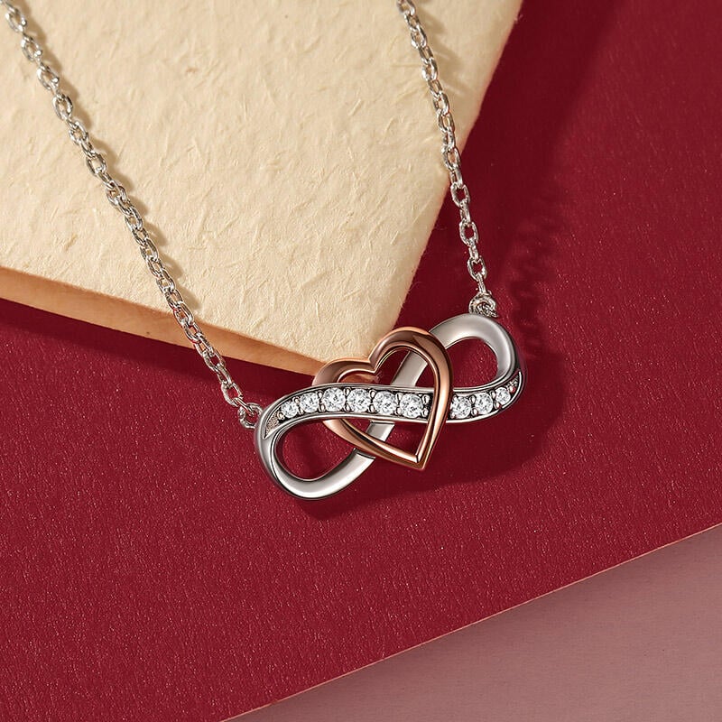 Two Tone Infinity Heart Necklace