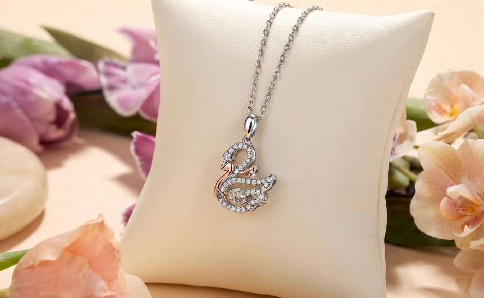 Two Tone Swan Necklace
