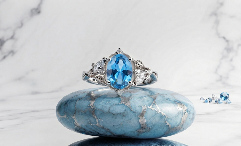 Blue Topaz Engagement Ring