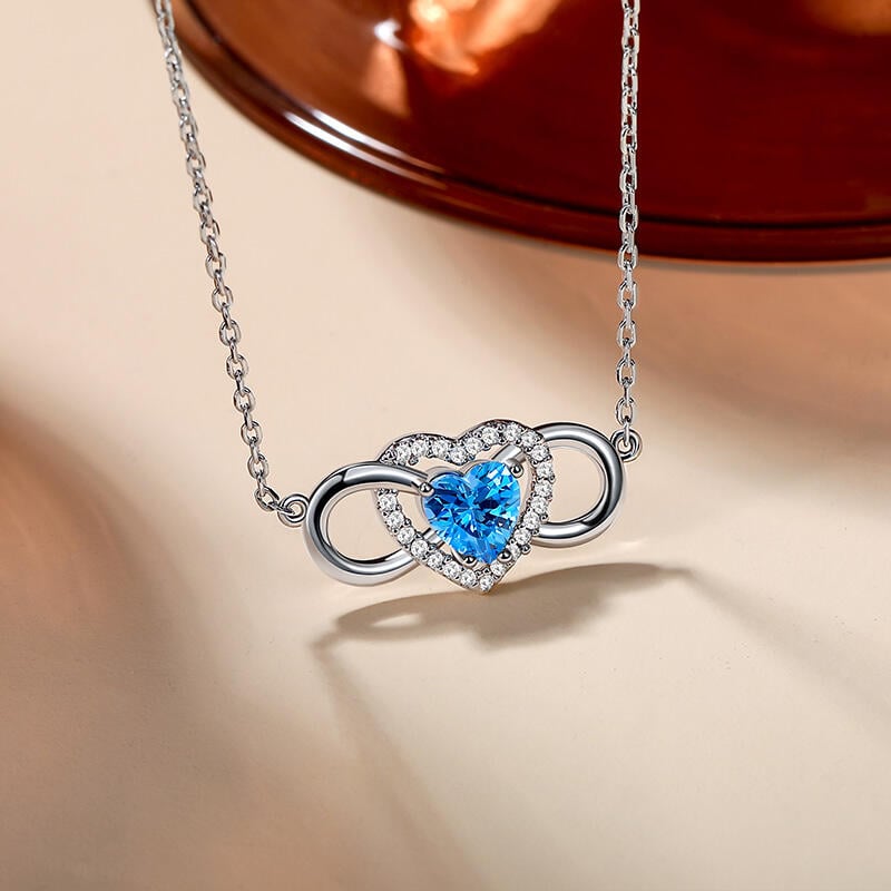 Custom Birthstone Infinity Heart Necklace