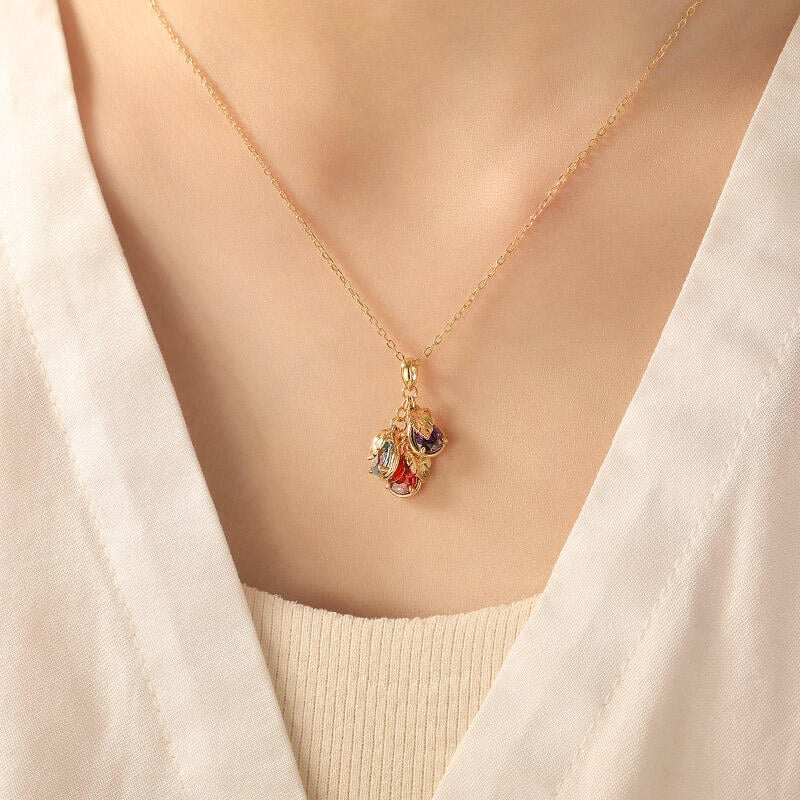 Custom Birthstone Initial Necklace