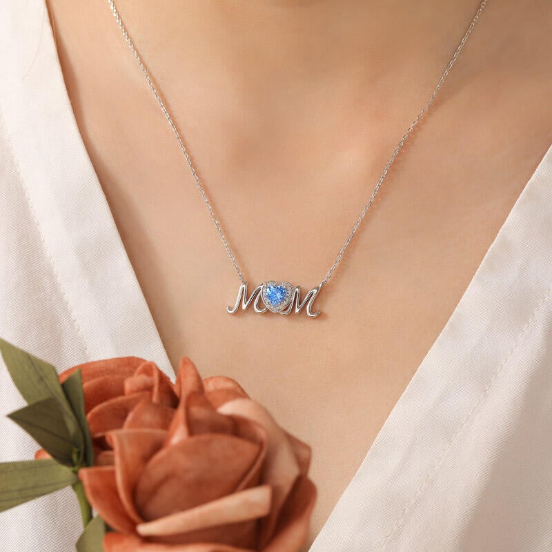 Custom Heart Birthstone Mom Necklace