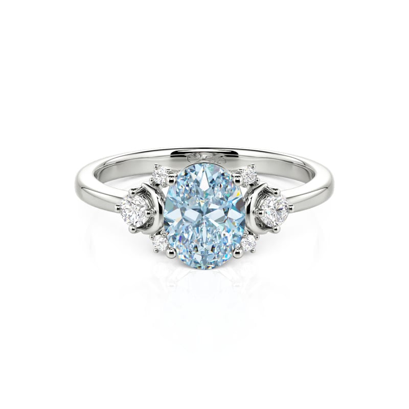 Oval Lab-Created Aquamarine Engagement Ring