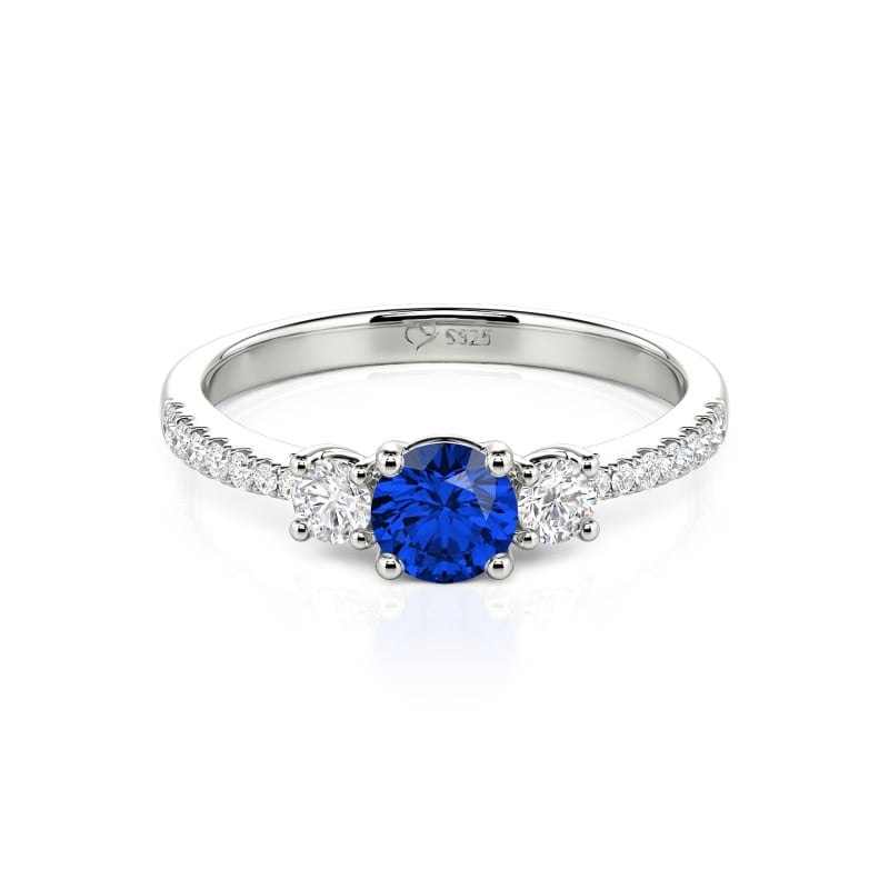 Three Stone Lab-Created Sapphire Ring