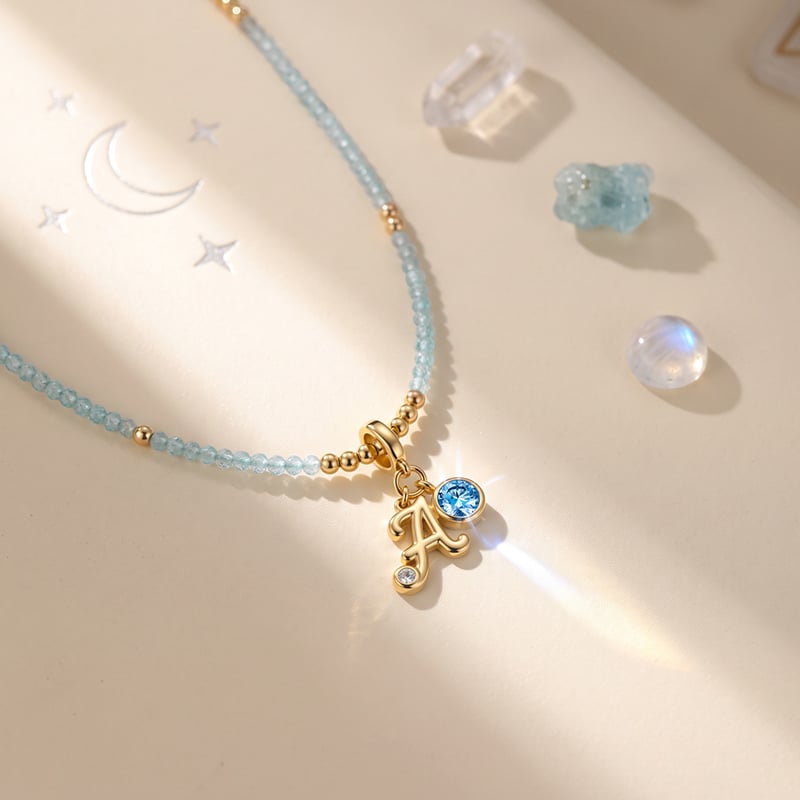 Custom Beaded Initial Birthstone Necklace
