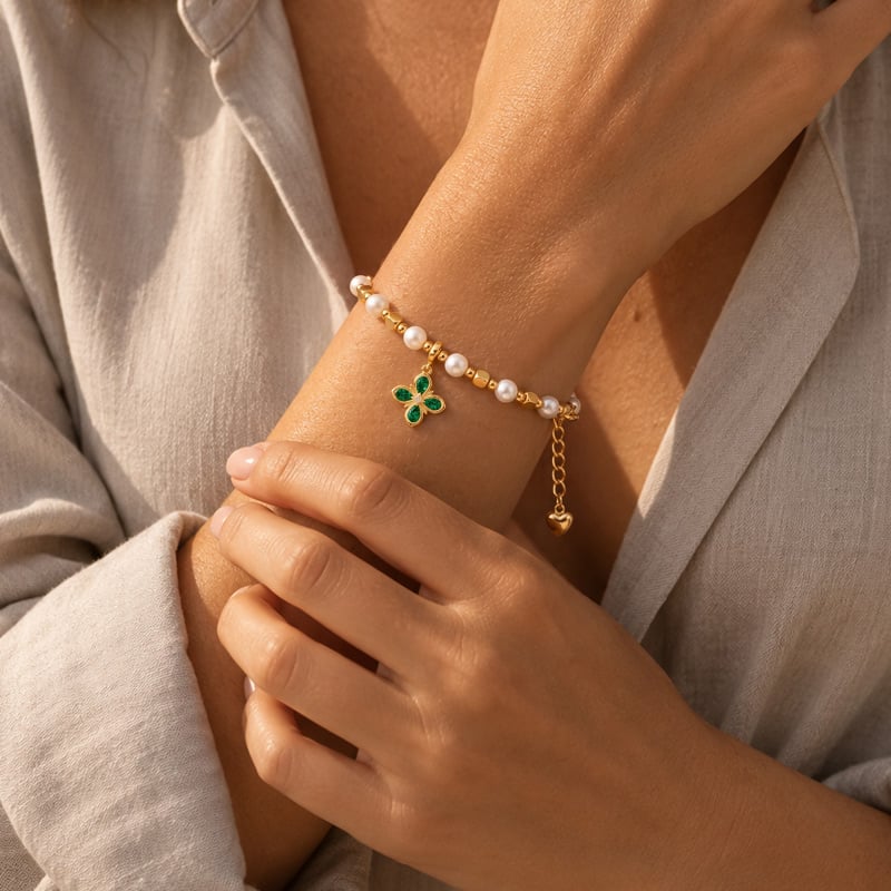 Custom Clover Birthstone Bracelet