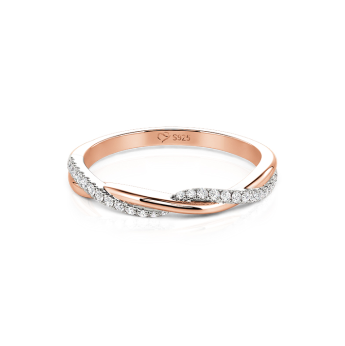Two Tone Twist Moissanite Weddding Band